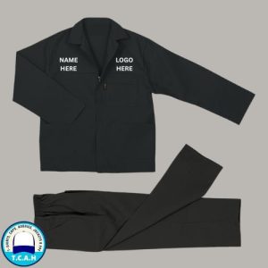Work suit with embroidered logo and personal name