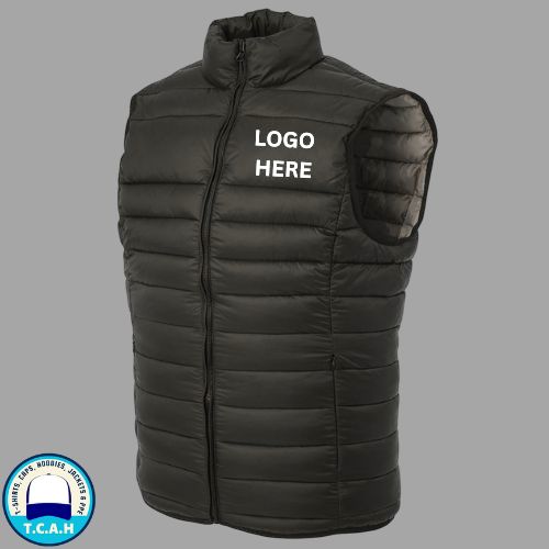 Sleeveless puffer vest with logo
