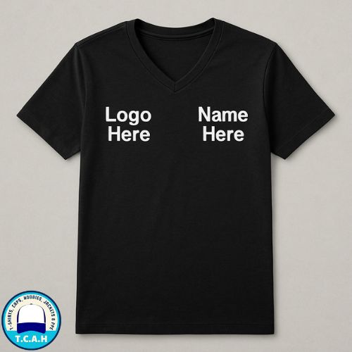 V-neck t-shirt with logo and personal name